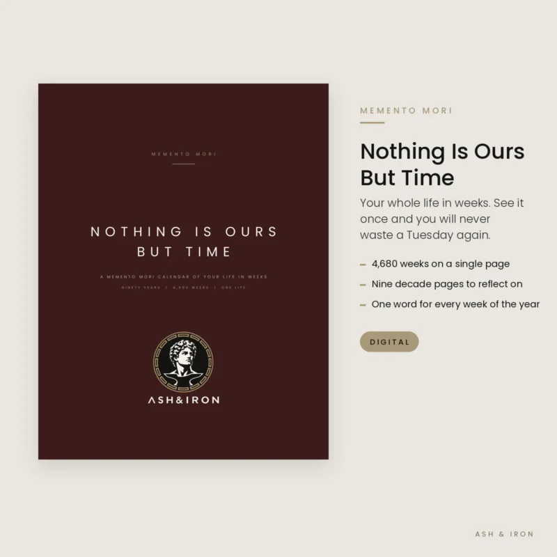 Nothing Is Ours But Time memento mori calendar cover by Ash and Iron