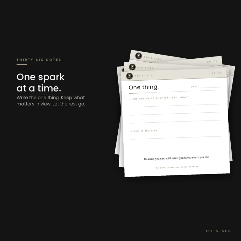 Stack of Small Sparks Stoic notes: one thing, to do, gratitude and evening review