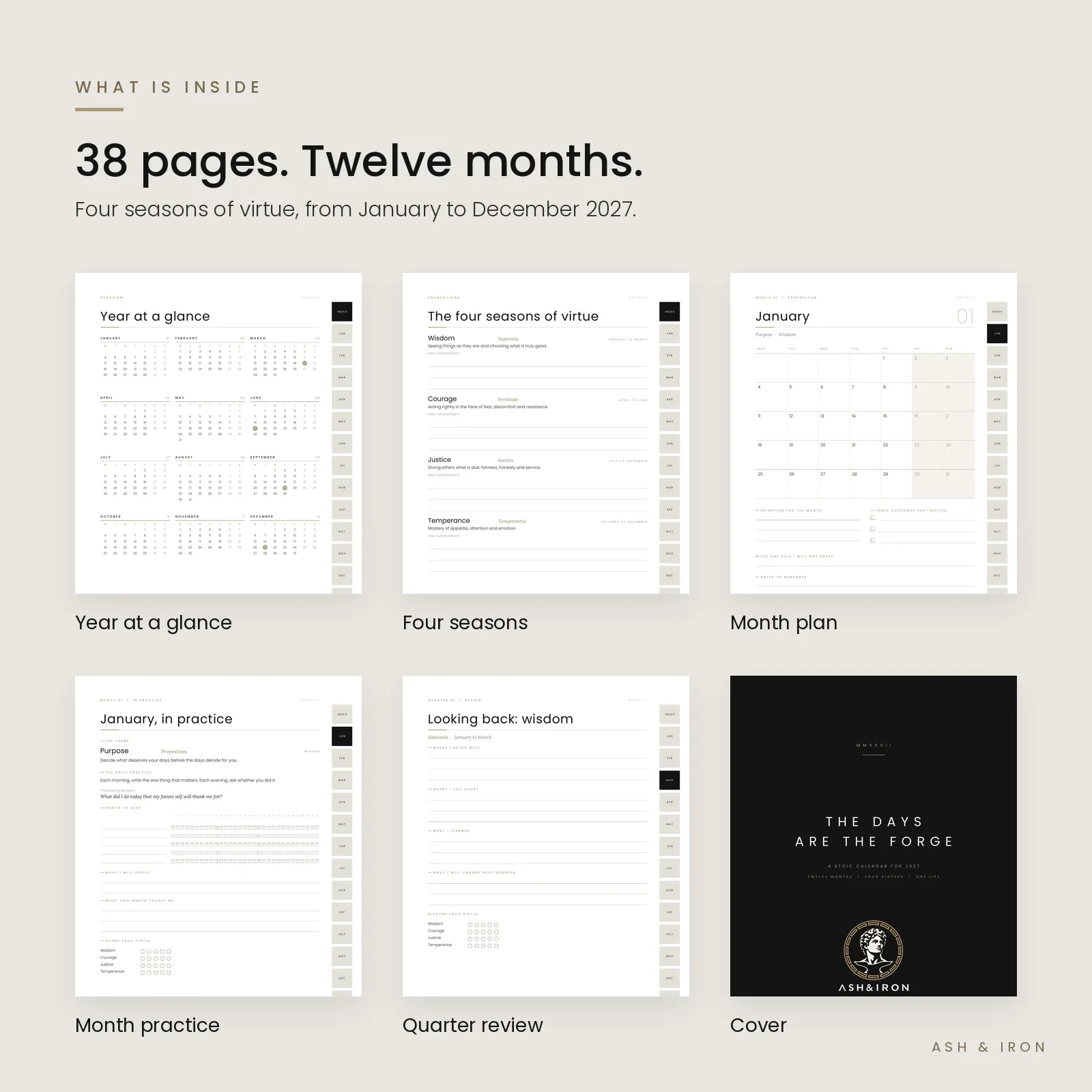 What is inside the 38 page 2027 Stoic calendar