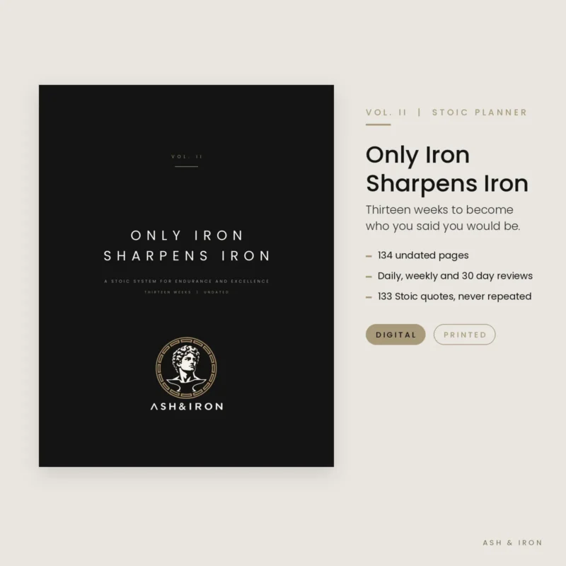 Only Iron Sharpens Iron Stoic planner Vol. II cover by Ash and Iron