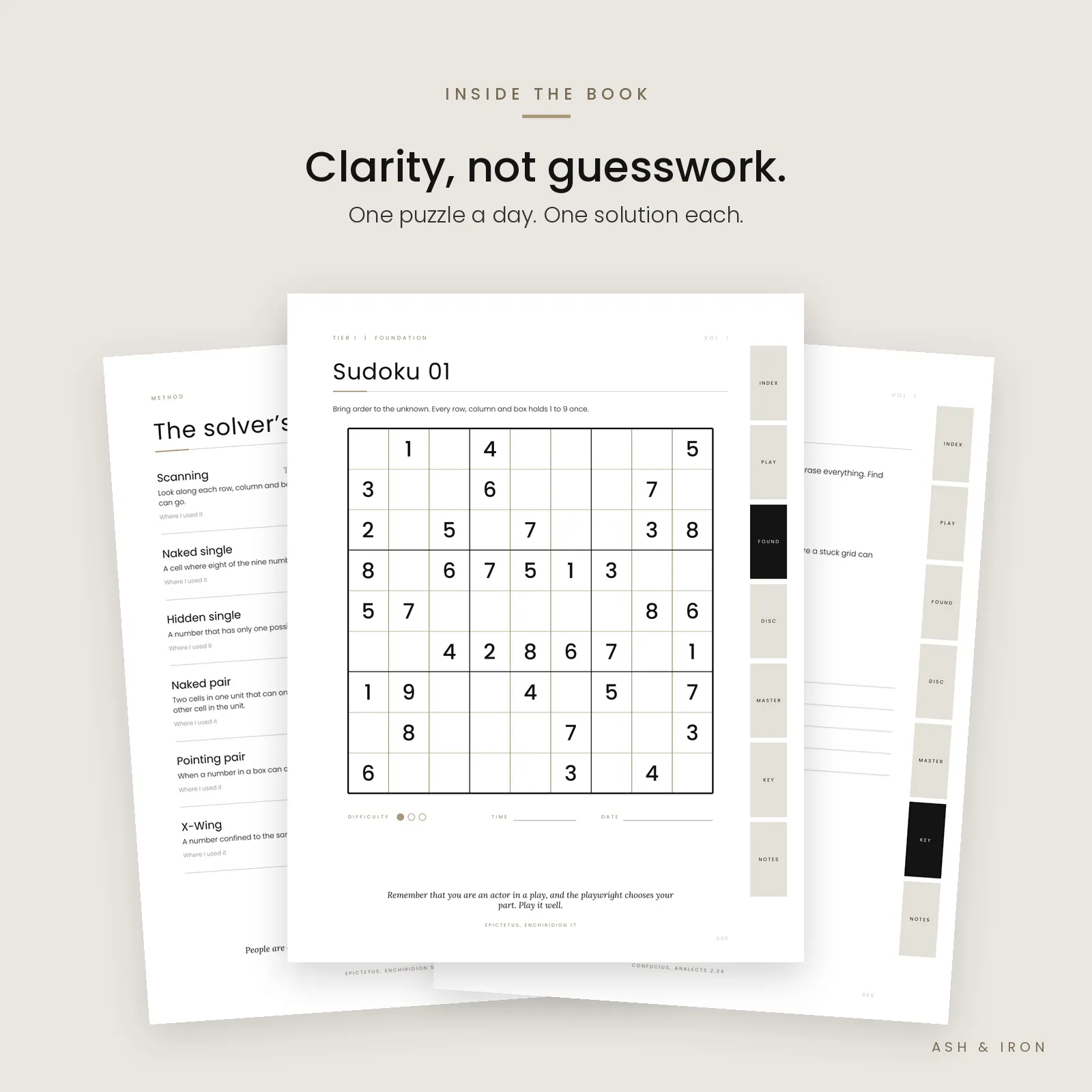 Inside the Stoic sudoku book: solver's toolkit, puzzle page and answer key