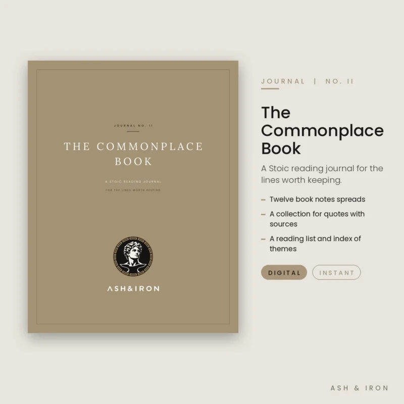 The Commonplace Book: A Stoic Reading Journal cover by Ash and Iron