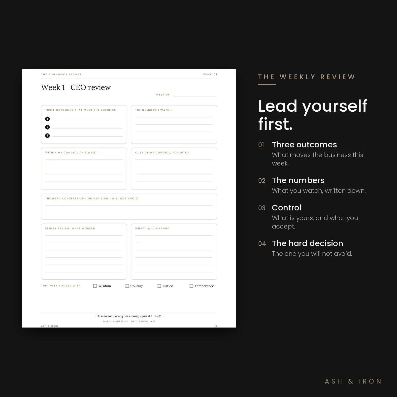 Inside pages of The Founder's Ledger by Ash and Iron