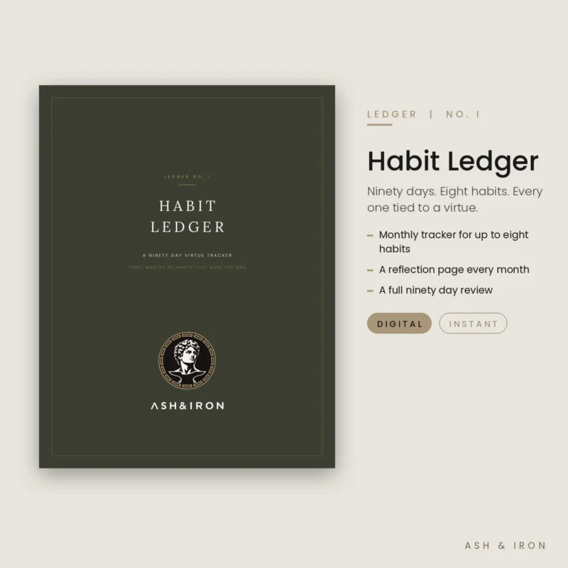 Habit Ledger: 90 Day Virtue Tracker cover by Ash and Iron