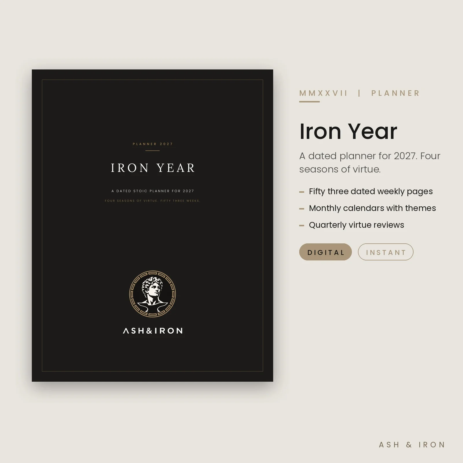 Iron Year: 2027 Stoic Planner cover by Ash and Iron