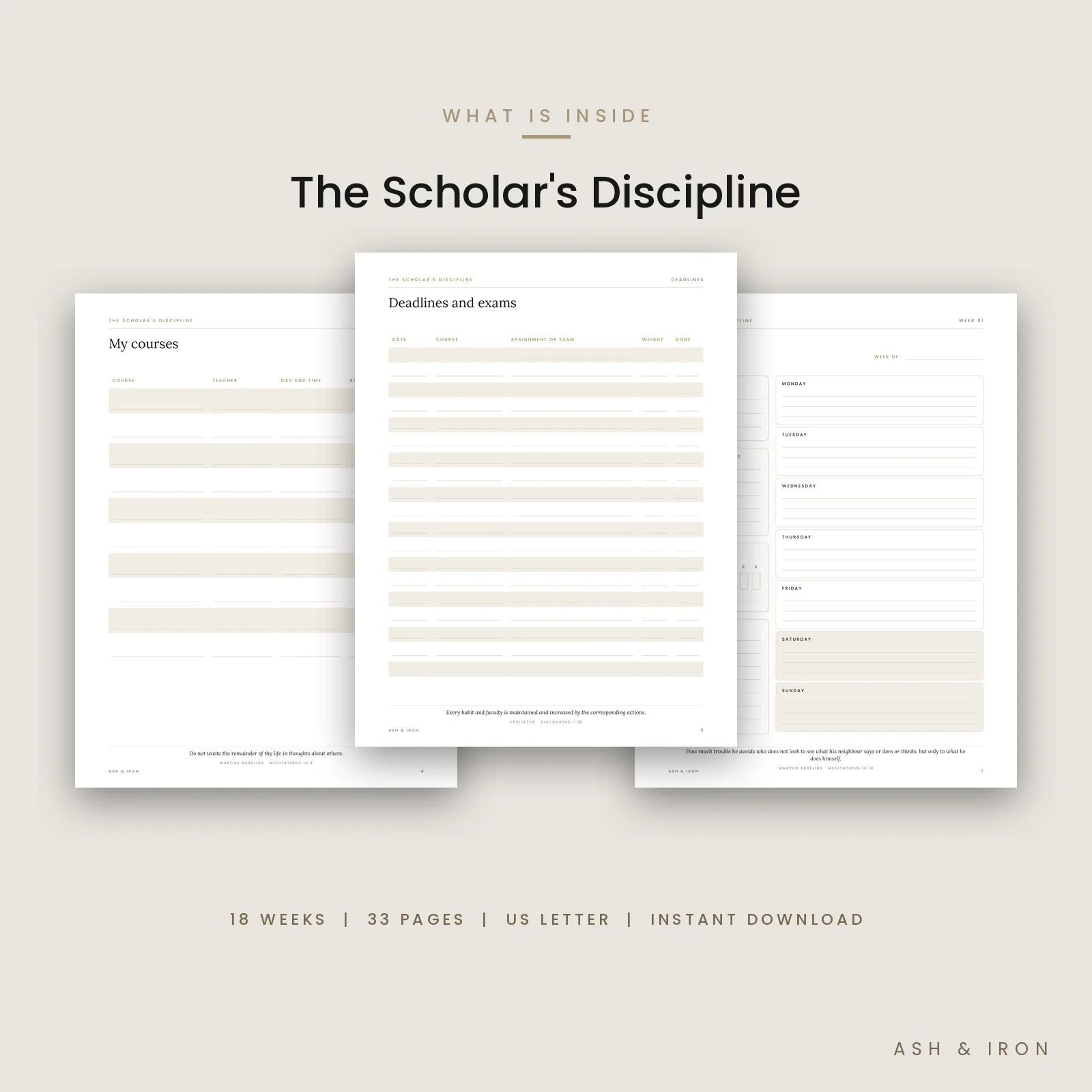 What is inside The Scholar's Discipline: features and page details