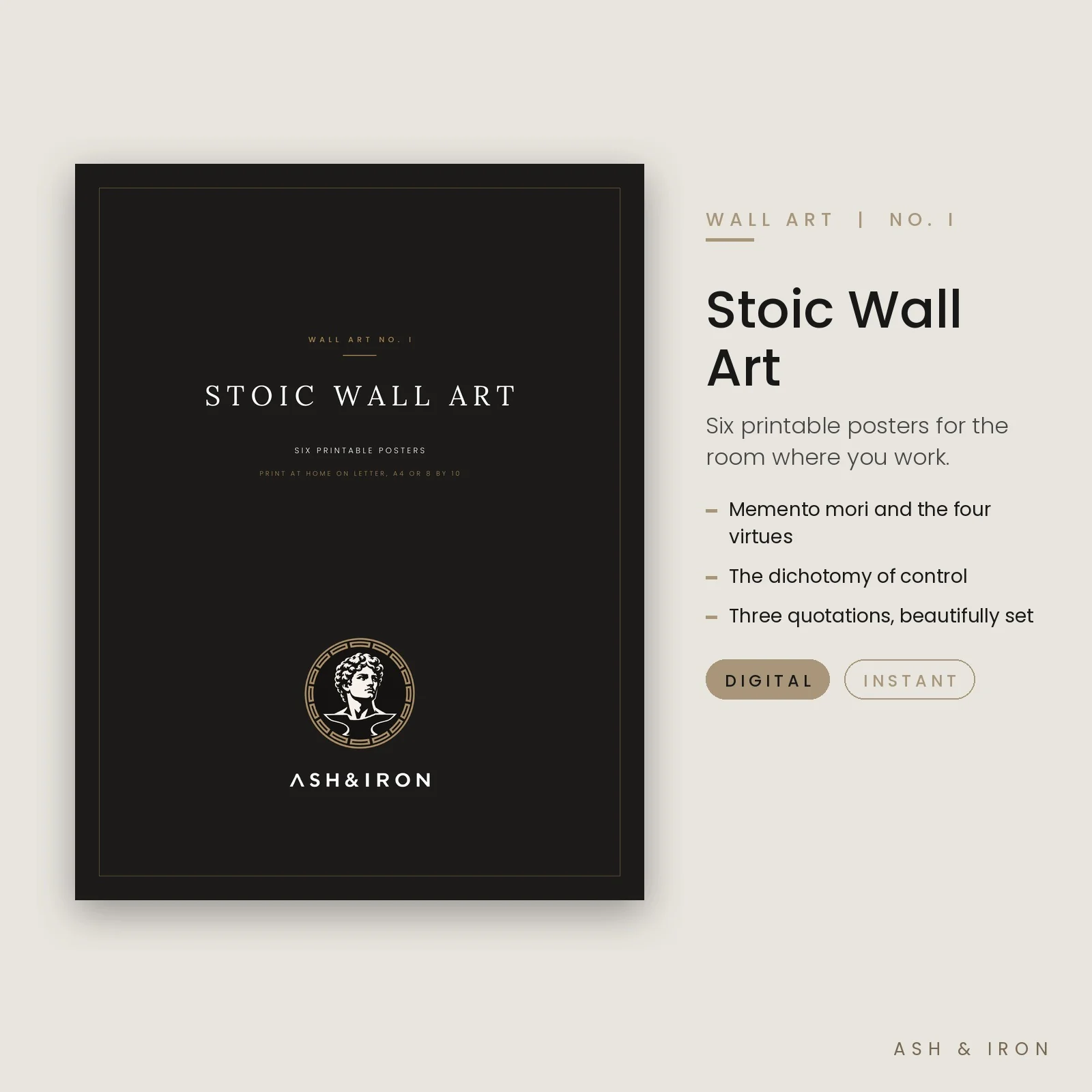 Stoic Wall Art: Six Printable Posters cover by Ash and Iron