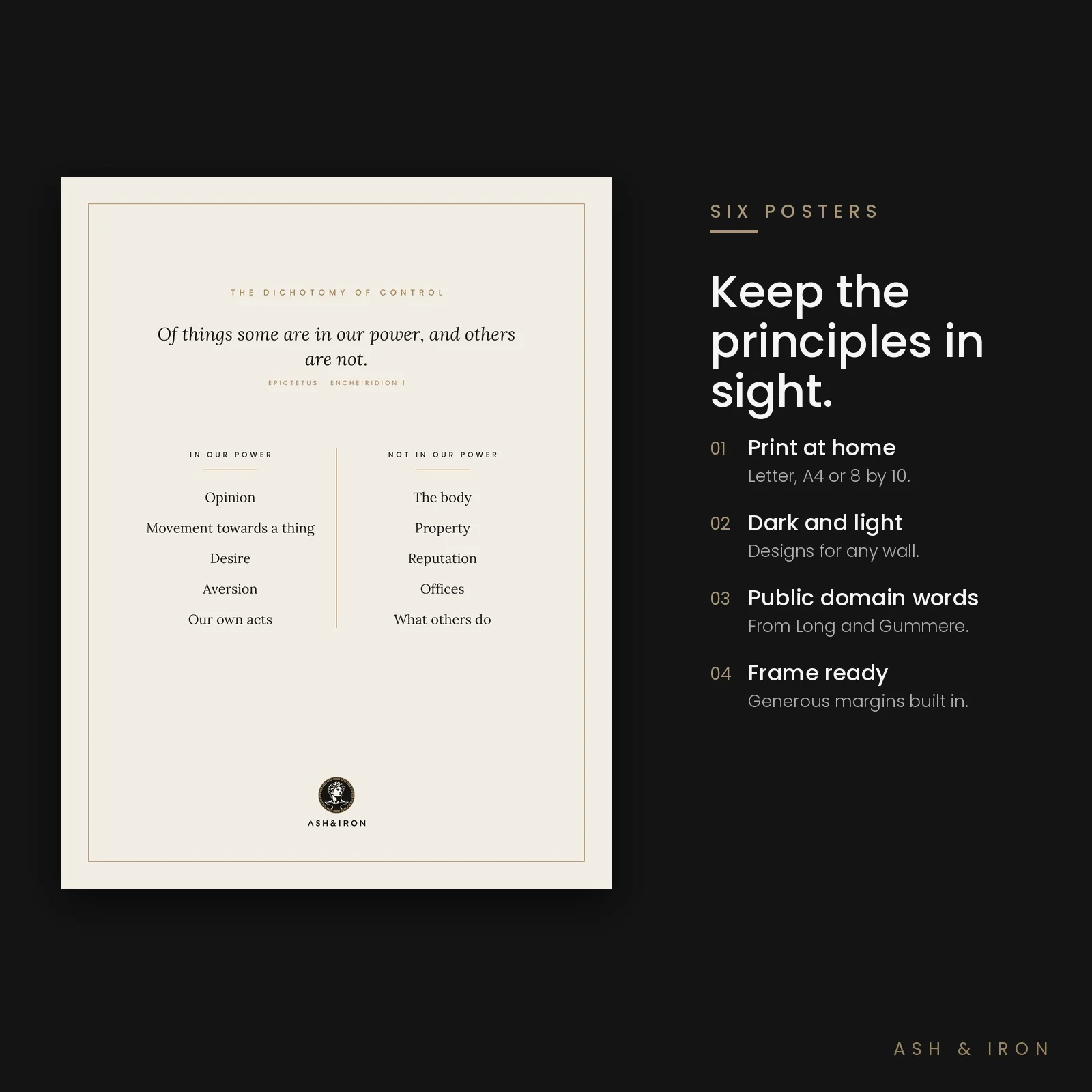 Inside pages of Stoic Wall Art by Ash and Iron