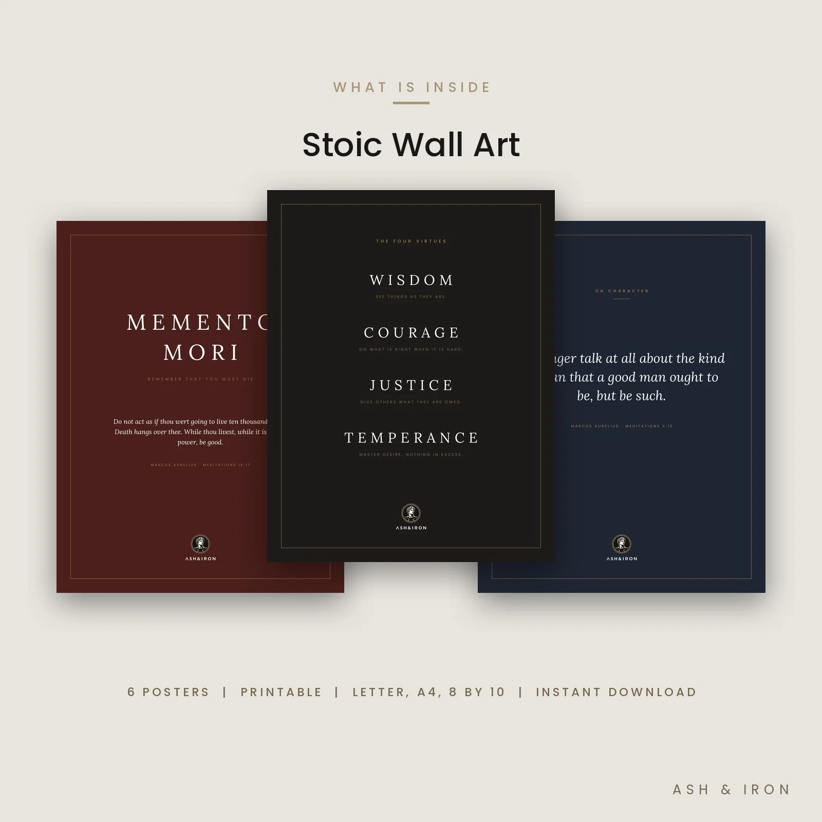 What is inside Stoic Wall Art: features and page details