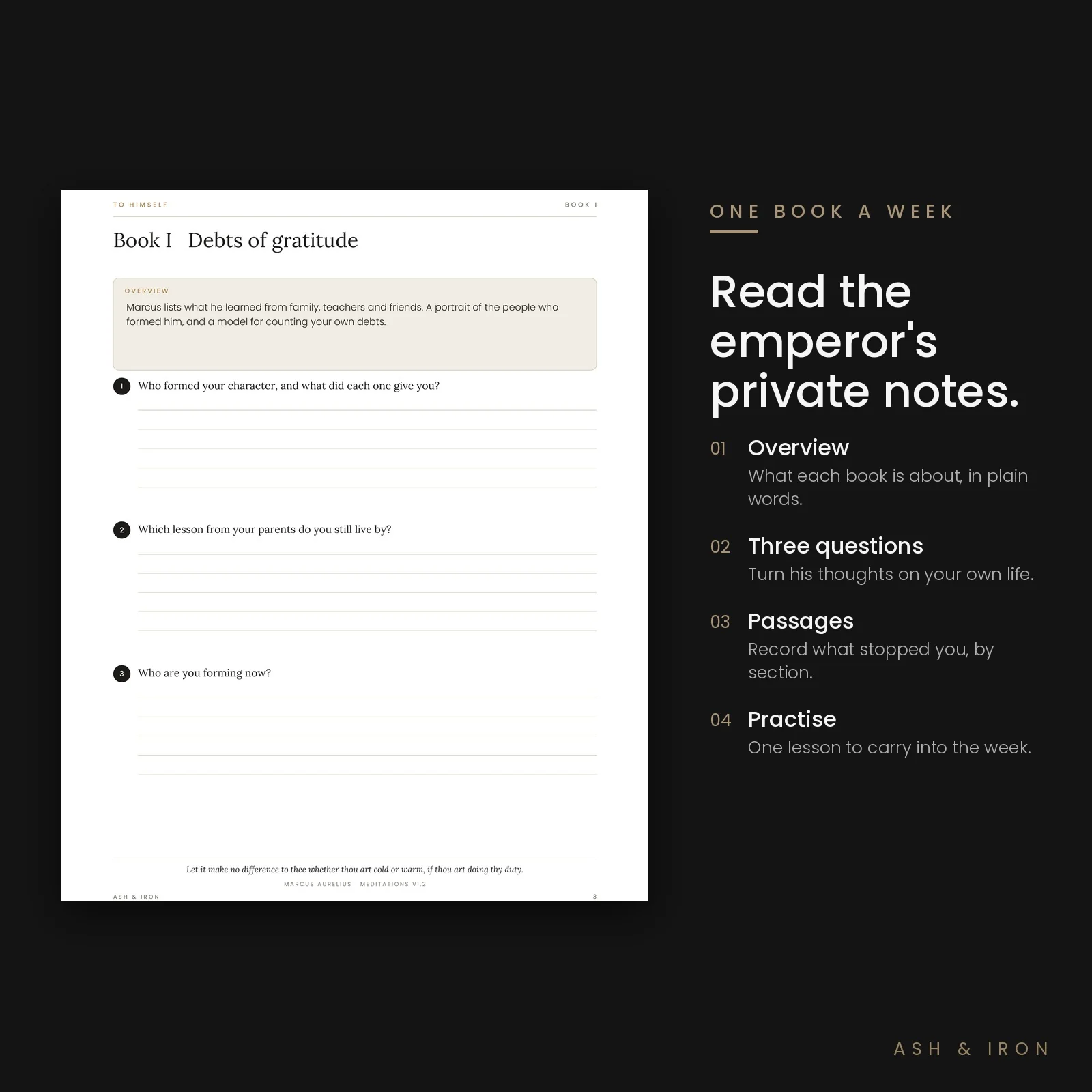 Inside pages of To Himself by Ash and Iron