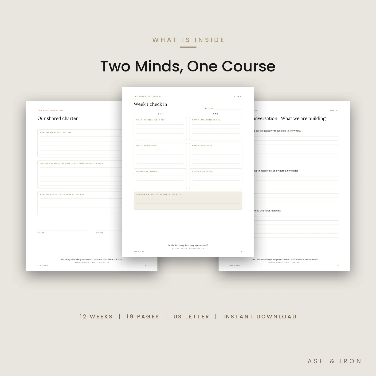 What is inside Two Minds, One Course: features and page details
